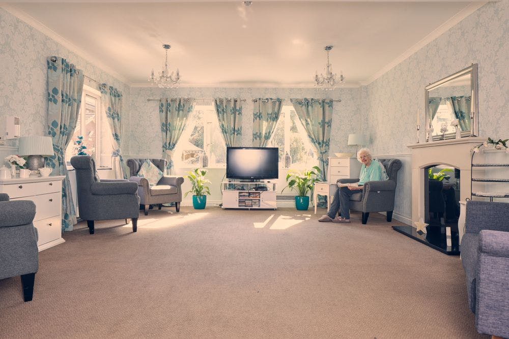 Communal Lounge of Regency Care Centre Care Home in Whitefield, Bury
