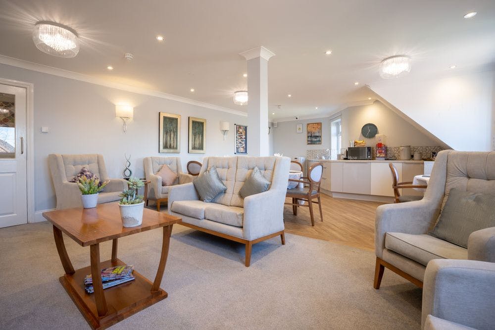 Lounge of Seabourne House care home in Southbourne, Dorset 