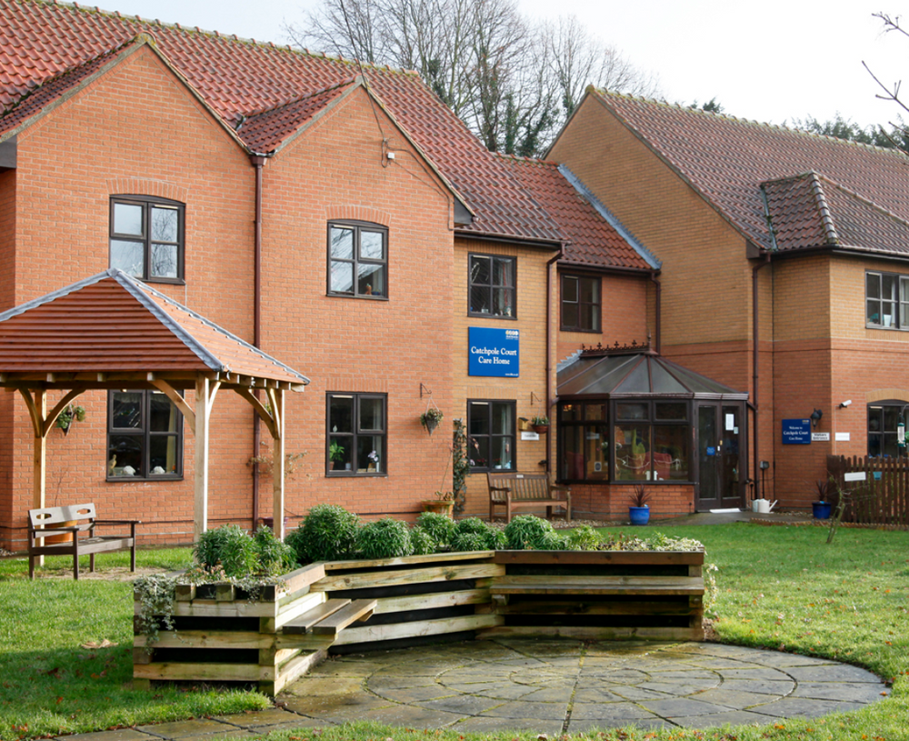 Exterior of  Catchpole Court Care Home in Sudbury, Babergh