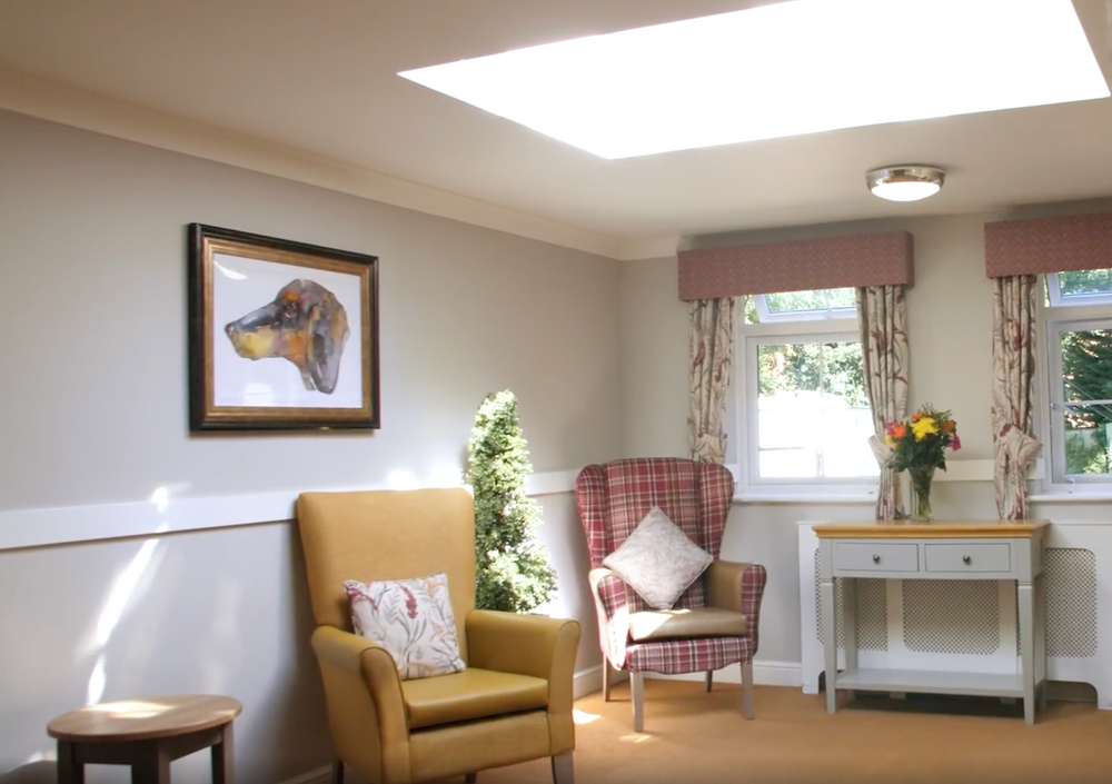 Lounge of Wyndam House care home in North Wooton, Norfolk