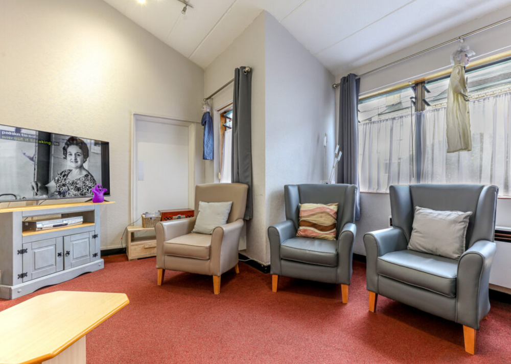 Lounge of Crossways care home in Northwich, Cheshire