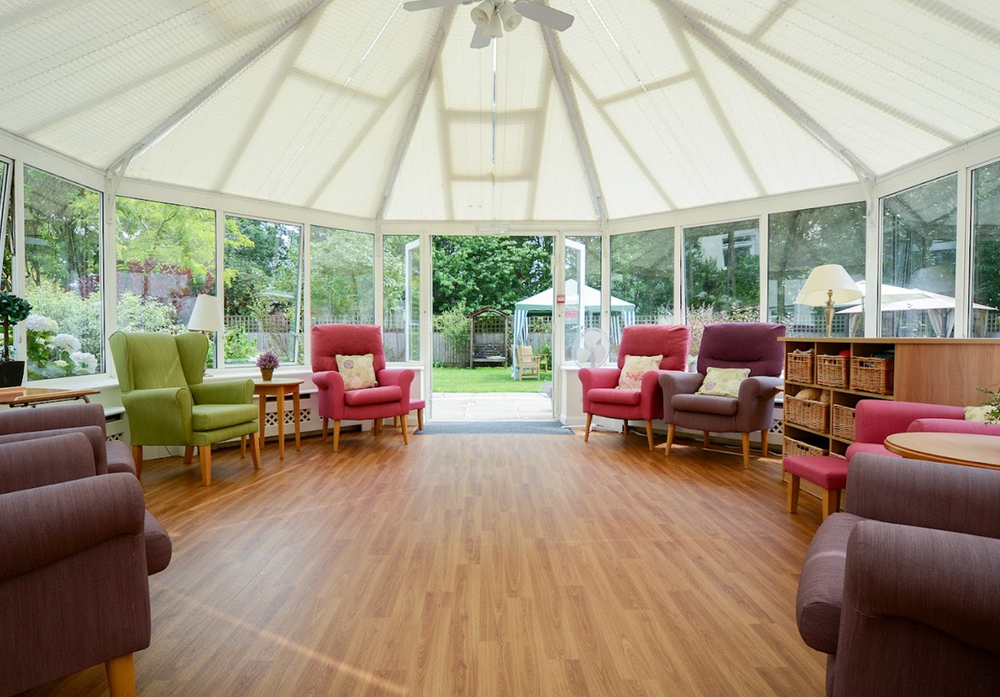 Conservatory of Elizabeth House care home in Poole, Hampshire