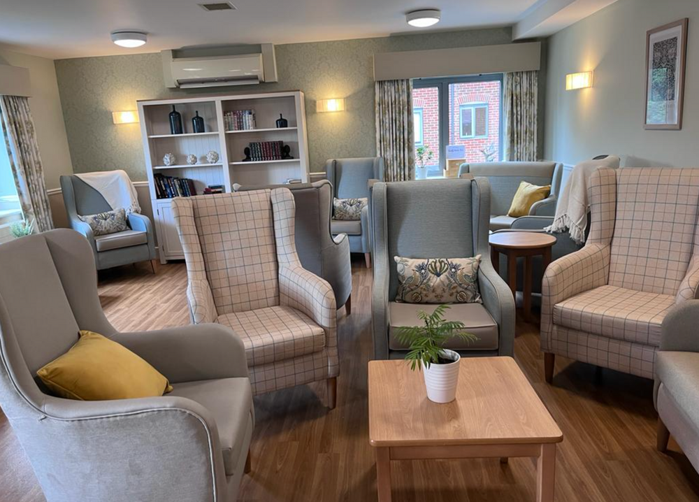 Lounge of St Pauls care home in Hemel Hempstead, Hertfordshire