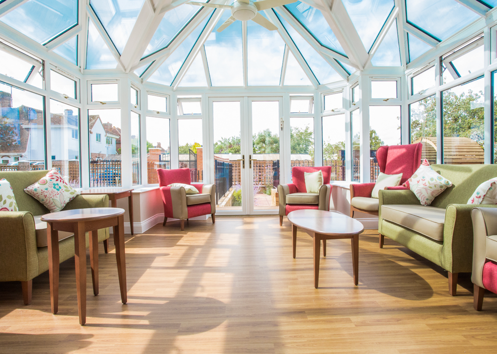 Conservatory of Byron House care home in Aylesbury, Buckinghamshire