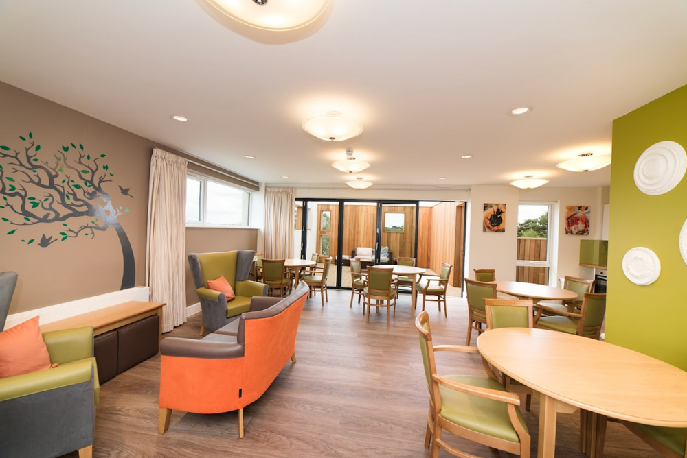Lounge of Fairways Newydd care home in Llanfairpwllgwyngyll, Isle of Anglesey