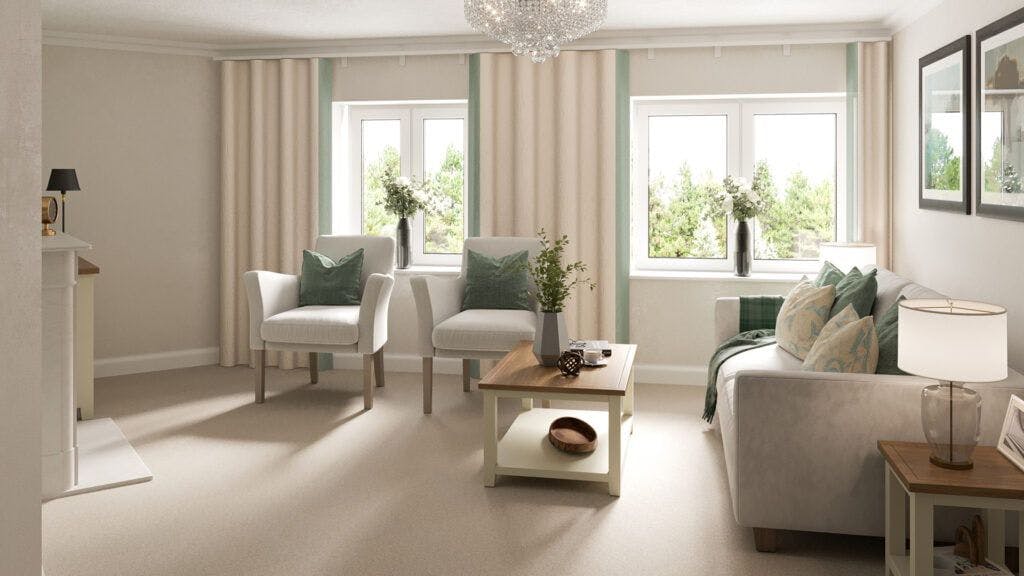 Lounge in Chantry Lodge retirement development in Andover, Hampshire