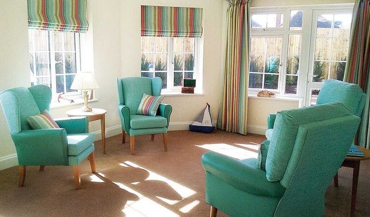 Lounge of Wickmeads care home in Bournemouth, Hampshire