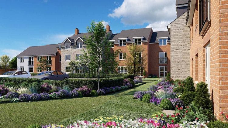 Garden of Ellesmere Lodge Retirement Development in Brackley, West Nottinghamshire
