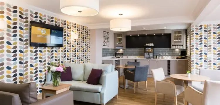 Lounge of Greenhill Manor care home in Merthyr Tydfil, Wales