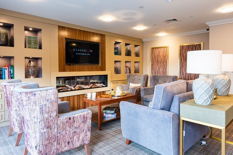 Lounge of Heathland House care home in Ferndown, Dorset
