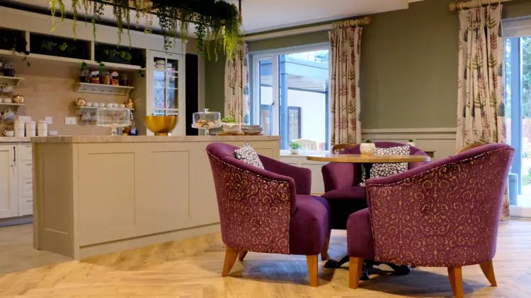 Lounge of  Mantels Court care home in Biggleswade, Bedfordshire