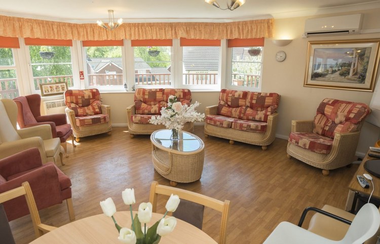 Lounge of Hillside care home in Sudbury, Suffolk