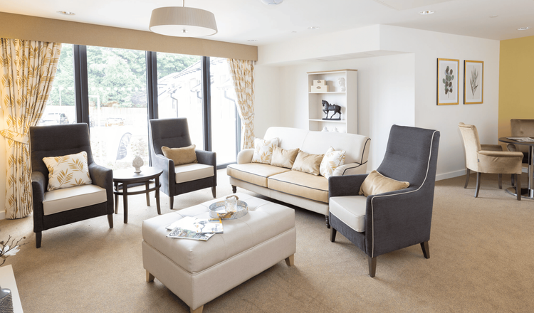 Lounge of Mearns View care home in Glasgow, Scotland