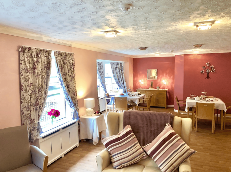 Lounge of Burnfoot care home in Ayr, Scotland