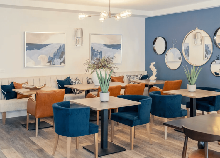 Lounge of Greenfield Place retirement development in Woking