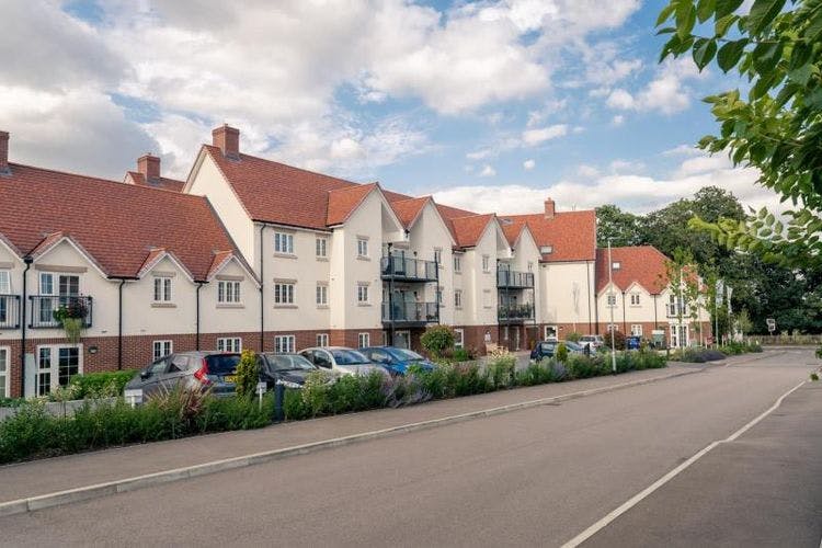  Exterior of The Apartments at Royal Gardens Retirement Development in Buntingford, Hertfordshire