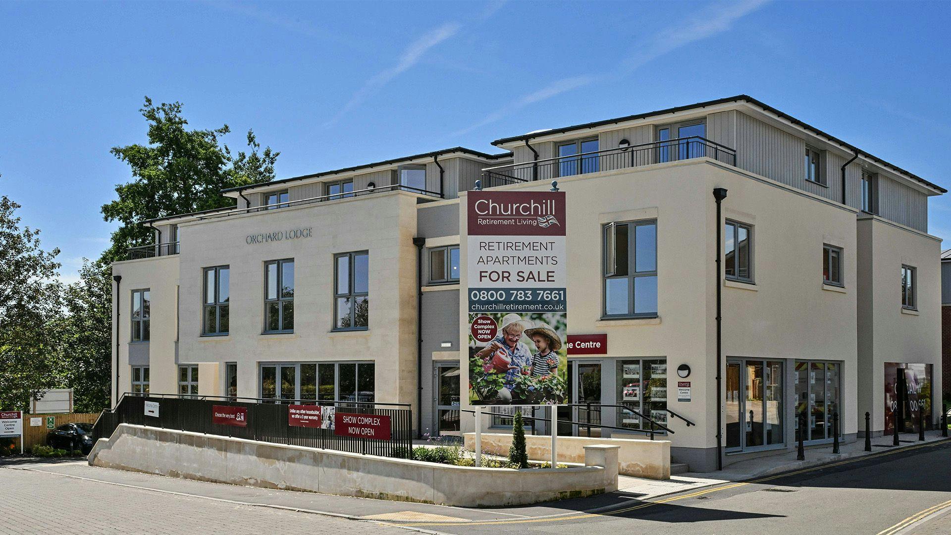 Exterior of Orchard Lodge retirement development in Calne, Wiltshire