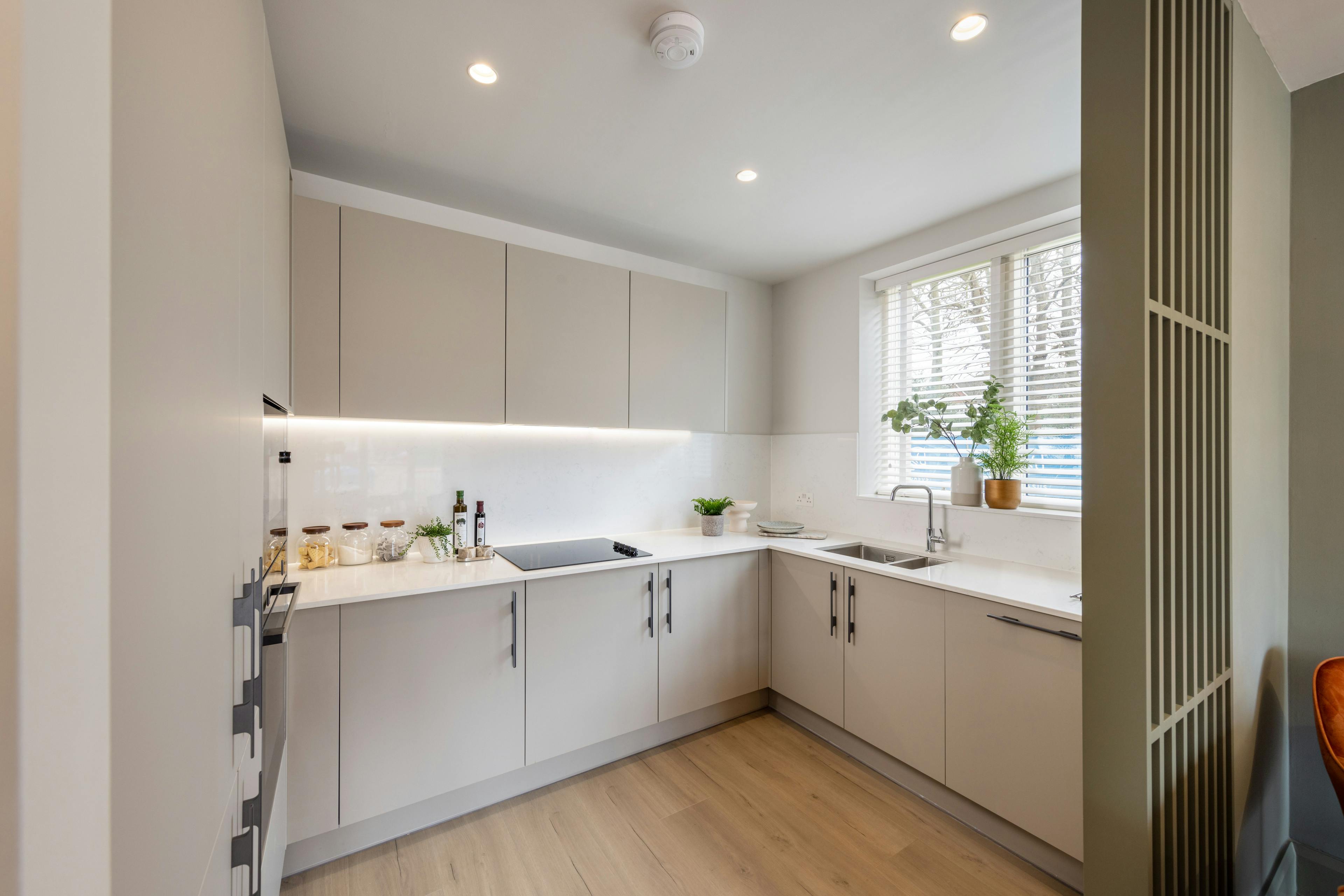 Kitchen at Highfield, West Byfleet Retirement Apartment in Surrey, South East England