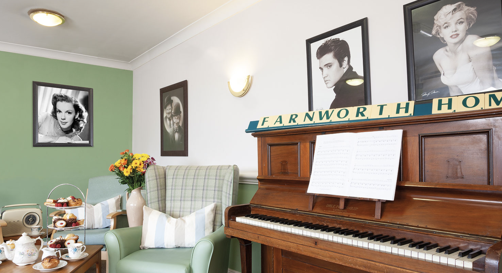 The lounge area at Farnworth Care Home in Bolton, Greater Manchester