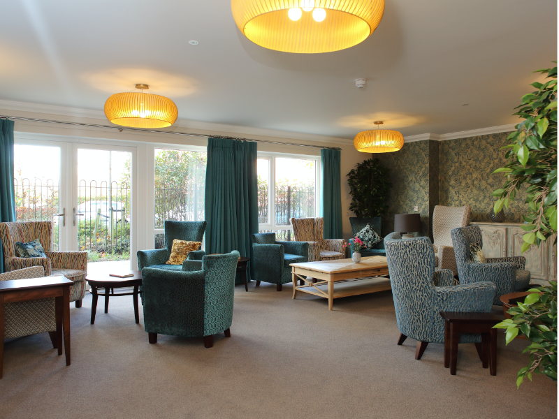 Communal Lounge of Leycester House Care Home in Warwick, Warwickshire