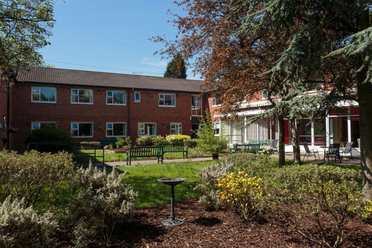 Garden Area of Cawood House Care Home in Stockport, Greater Manchester