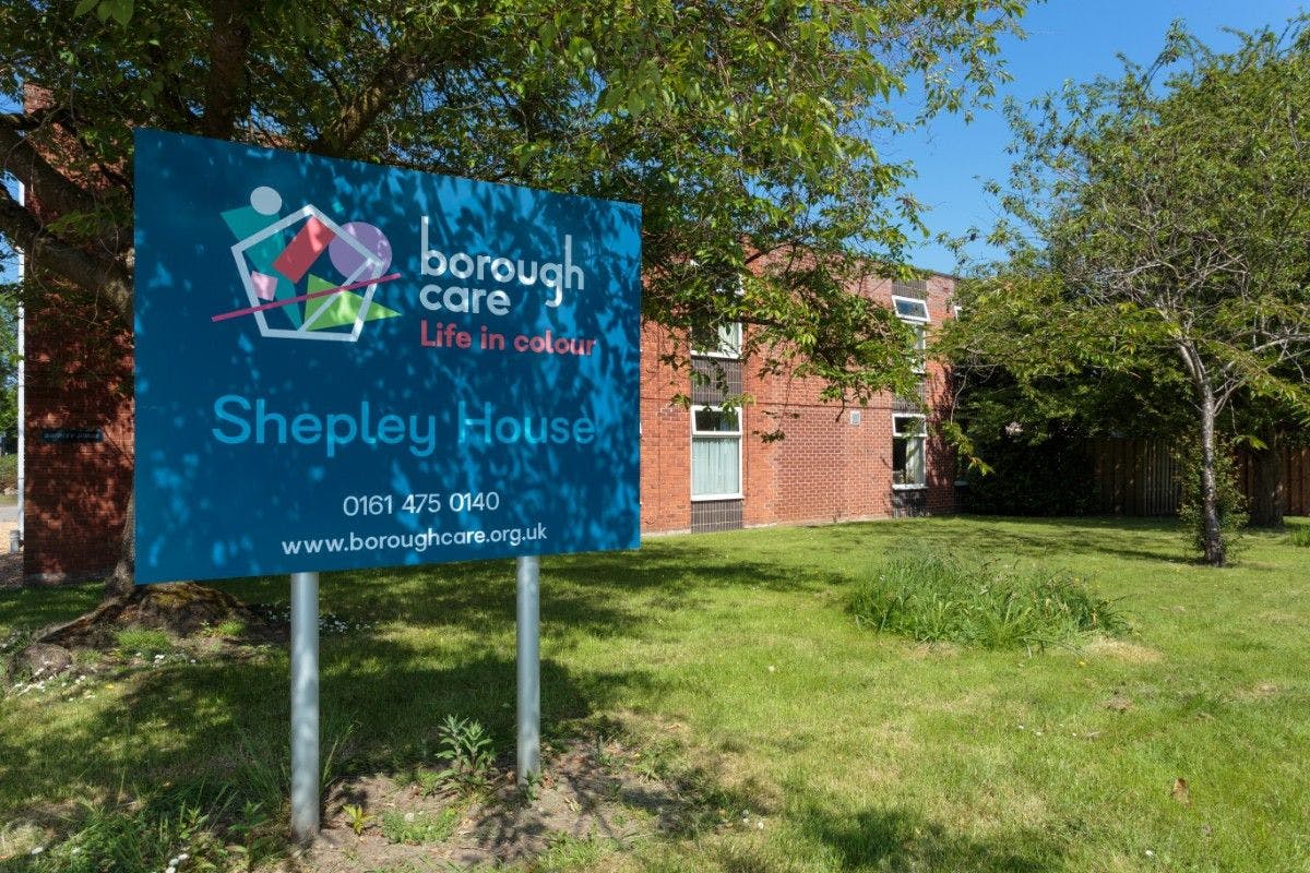 Exterior of Shepley House Care Home in Stockport, Greater Manchester