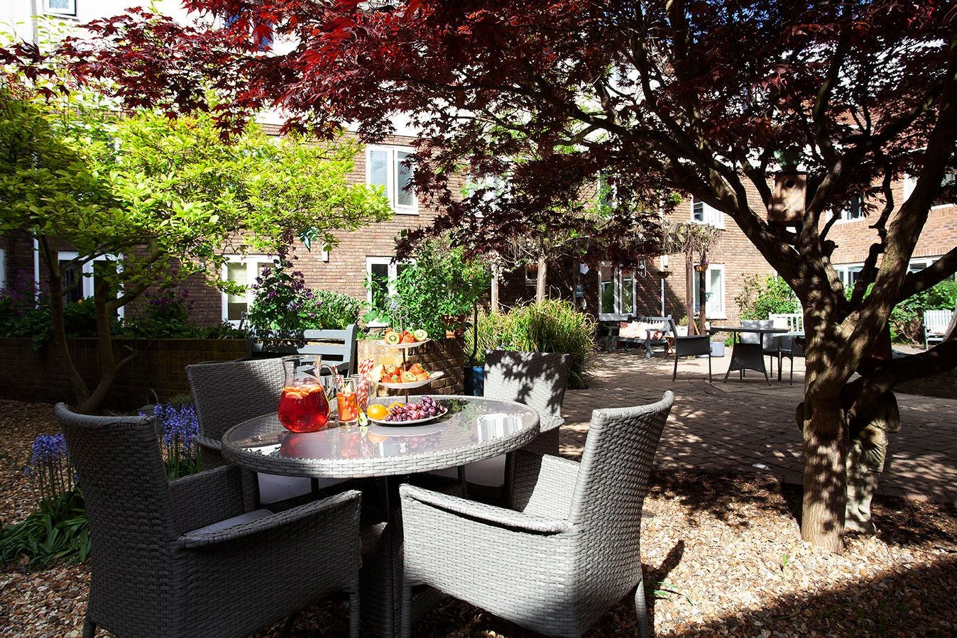 Garden Area of Priory Court Care Home in Ewell, Surrey