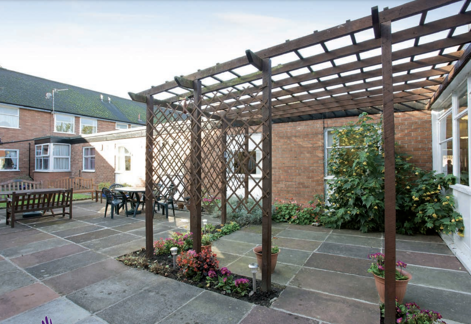 Garden Area of The Hawthorns Care Home in Wilmslow, Cheshire East