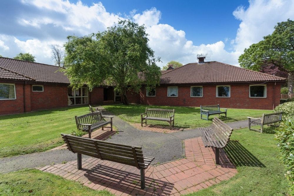 Garden Area of Bamford Close Care Home in Stockport, Greater Manchester
