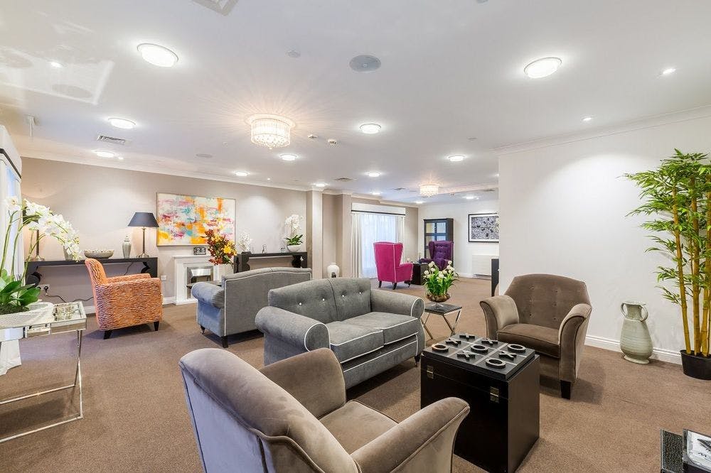 Communal Lounge of Rush Hill Mews Care Home in Bath, Somerset