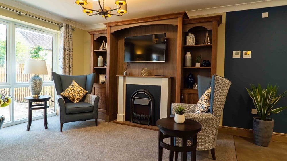 The communal area in the Heathlands House Care Home in Cambridge