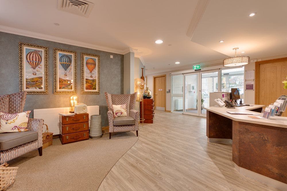 Reception Area of Trymview Hall Care Home in Brisitol, South West England 