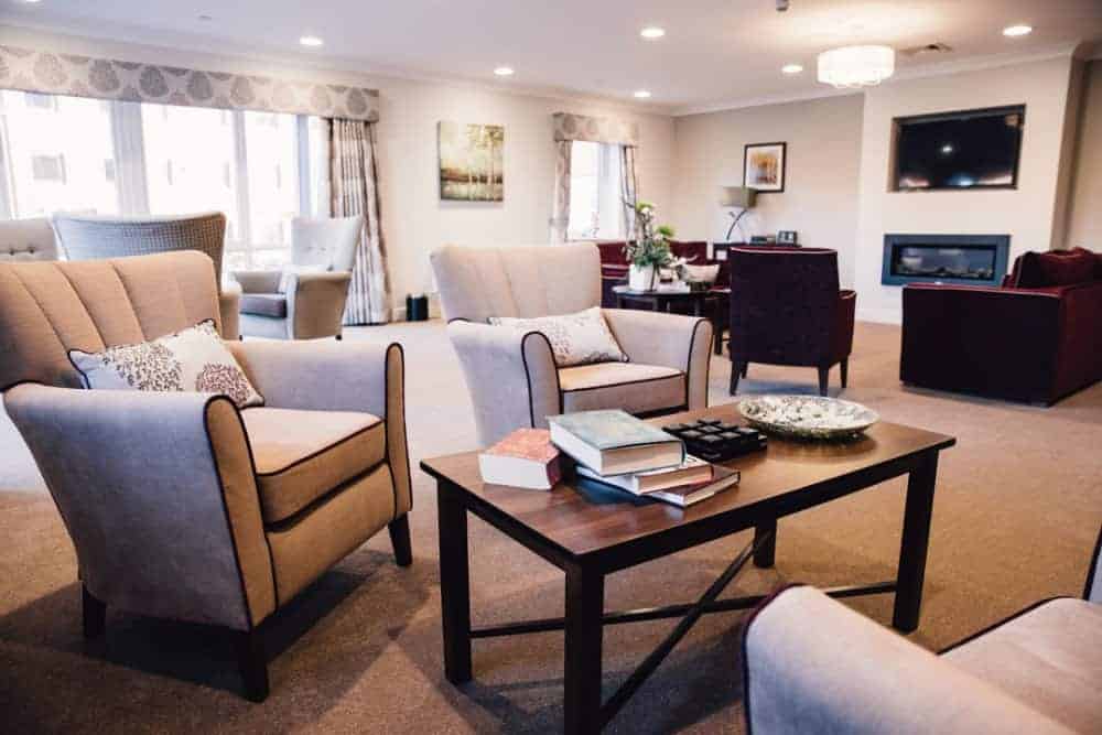 The lounge area at Wellington Vale Care Home in Portsmouth, Hampshire