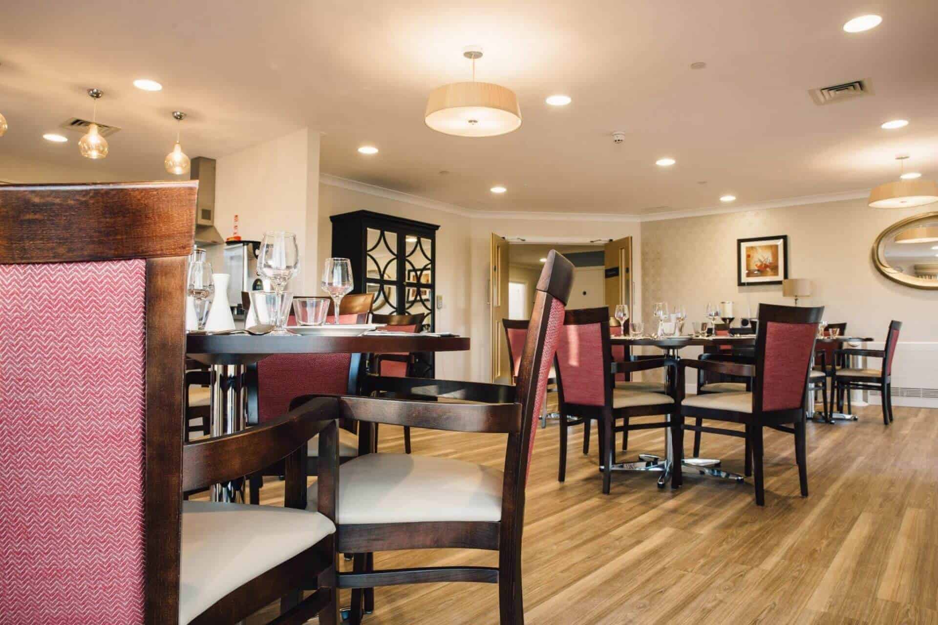 The dining area at Wellington Vale Care Home in Portsmouth, Hampshire