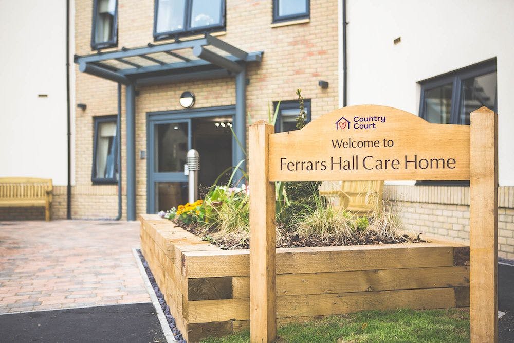 Exterior of Ferrars Hall care home in Huntingdon, Cambridgeshire