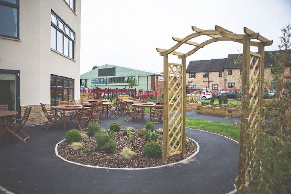 Garden of Ferrars Hall care home in Huntingdon, Cambridgeshire