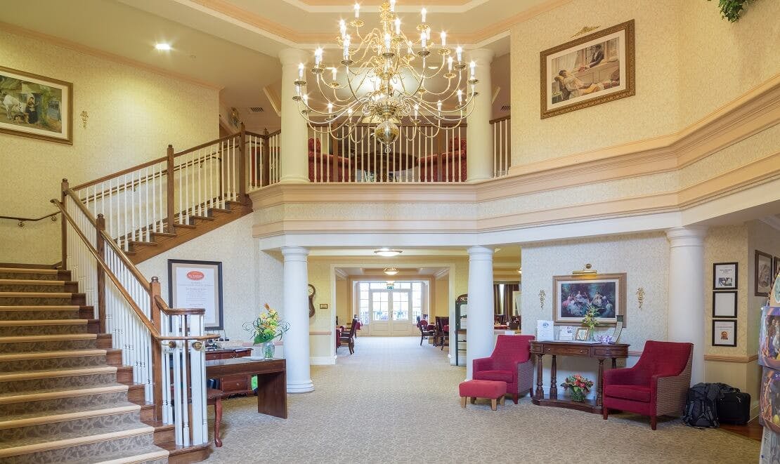 The entrance hall in the Metchley Manor Care Home in Edgbaston, Birmingham