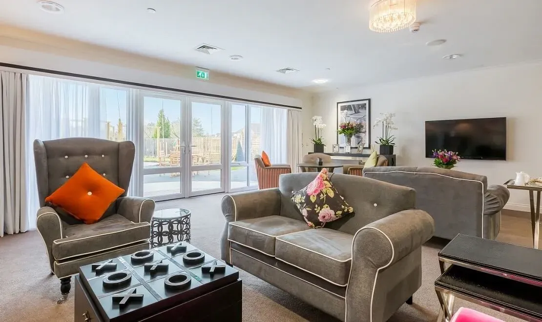 The communal area in the Bishops Manor Care Home in Sutton Coldfield, Birmingham