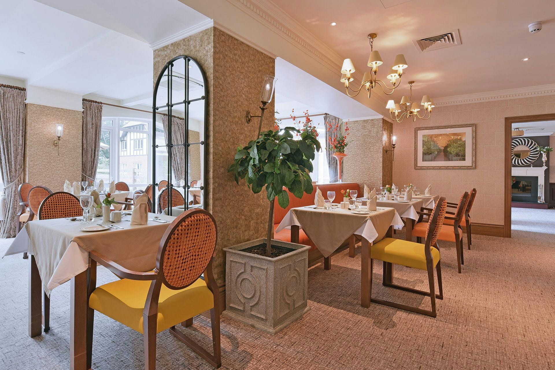 Dining area of Ascot Grange care home in Ascot, Berkshire