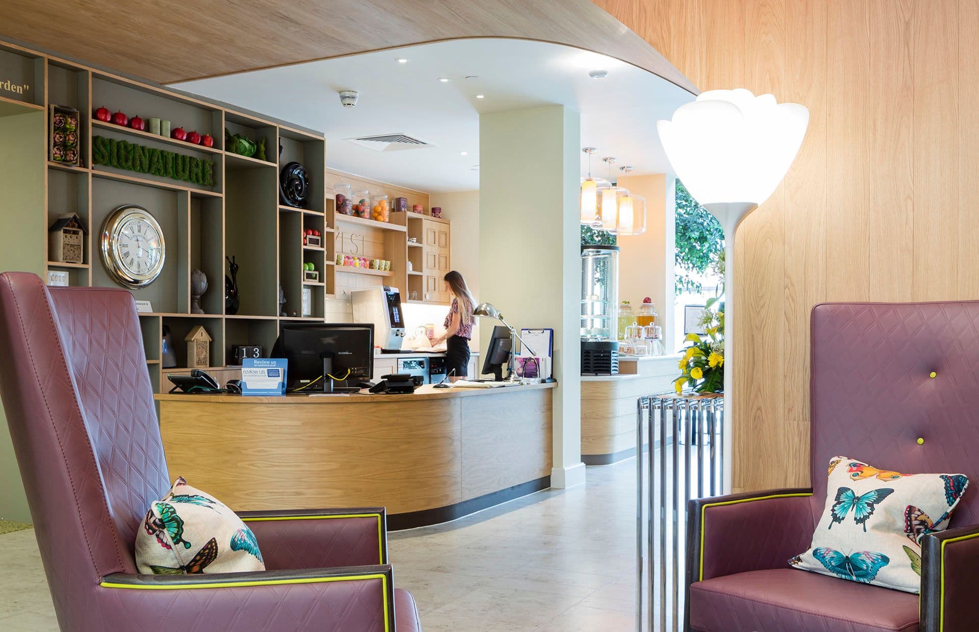 Reception at Camberley Heights Care Home in Camberley, Surrey