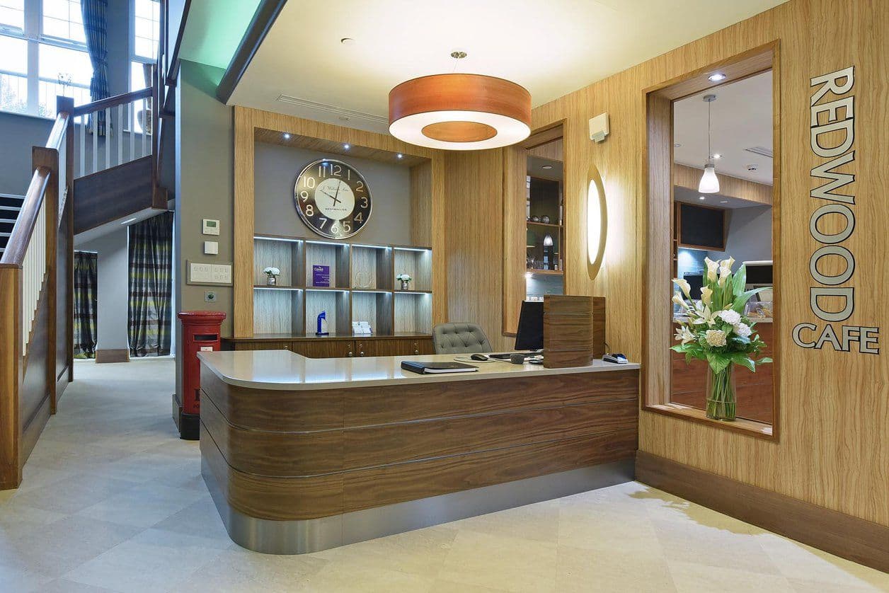 Reception of Brentwood Arches care home in Brentwood, Essex