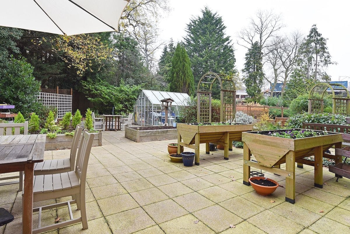 Garden of Brentwood Arches care home in Brentwood, Essex