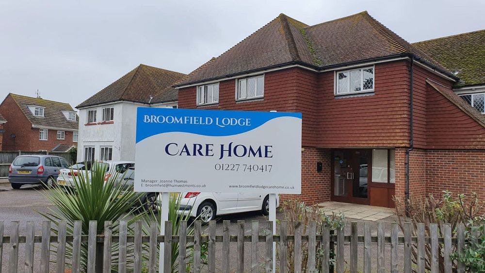 Exterior of Broomfield Lodge Care Home in Herne Bay, Canterbury