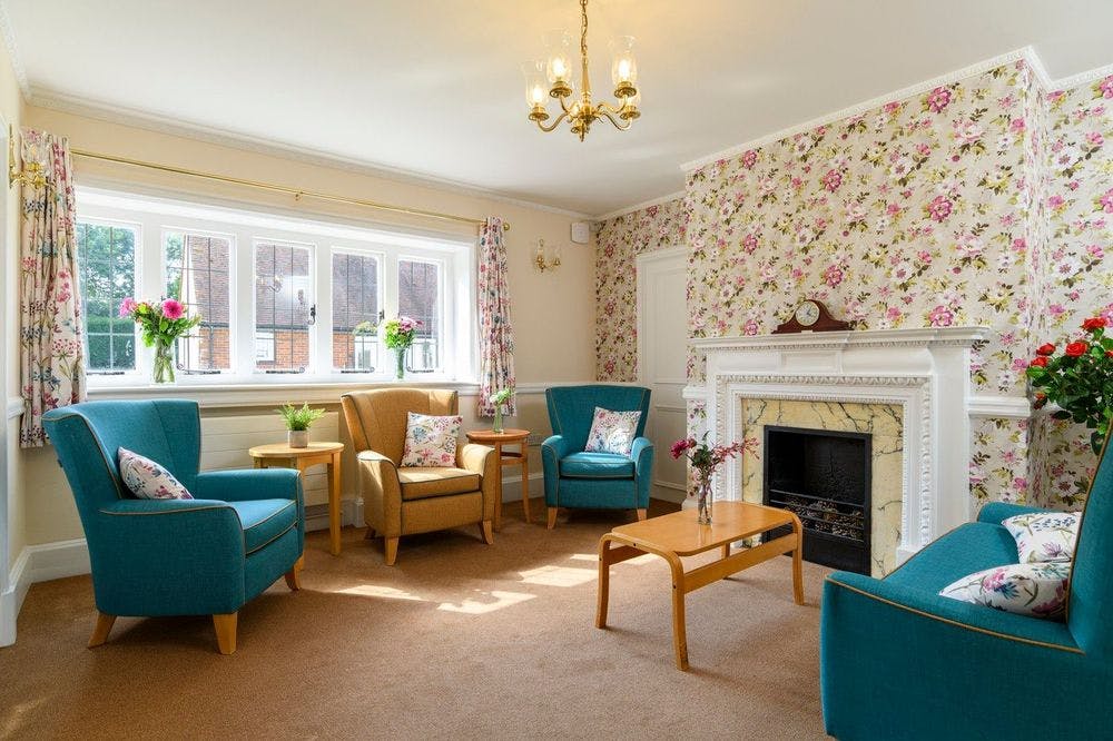 The communal area at New Forest Care Home in Hampshire, South East England